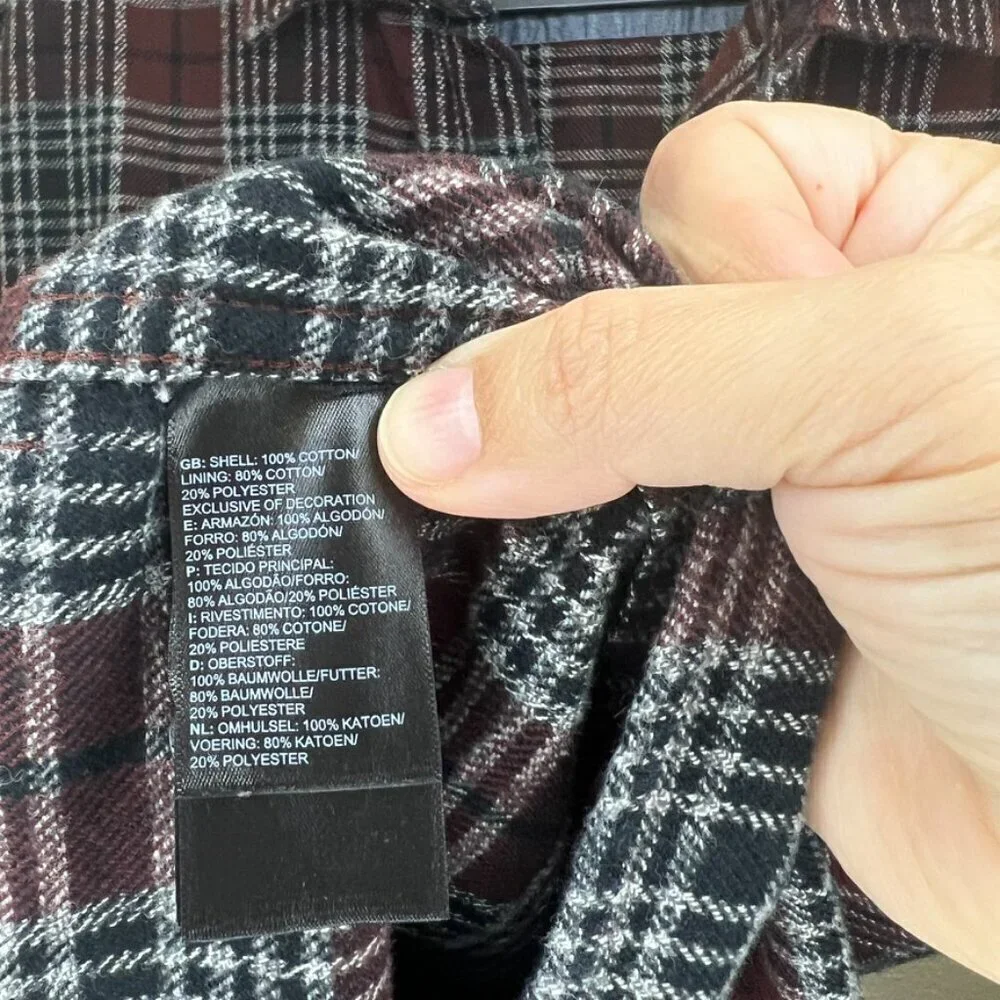 The North Face flannel long-sleeve Red Black White Grey Size Large